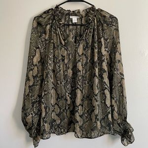 H&M Chiffon snakeprint blouse